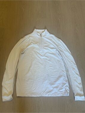 The Tailored Sportsman White Long Sleeve Quarter-Zip Top